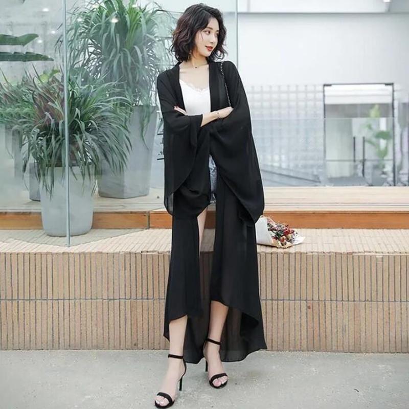 Summer Sunscreen Shirts Women Cardigan Long Chiffon Blouse Shirt Ladies Shawl Female Outerwear Women Loose Thin Coat