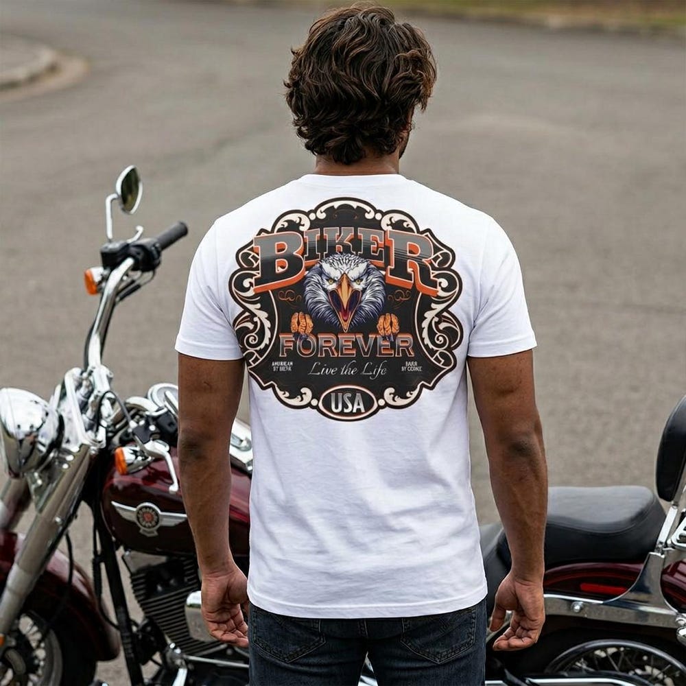 Biker Forever Live the Life USA Tee M