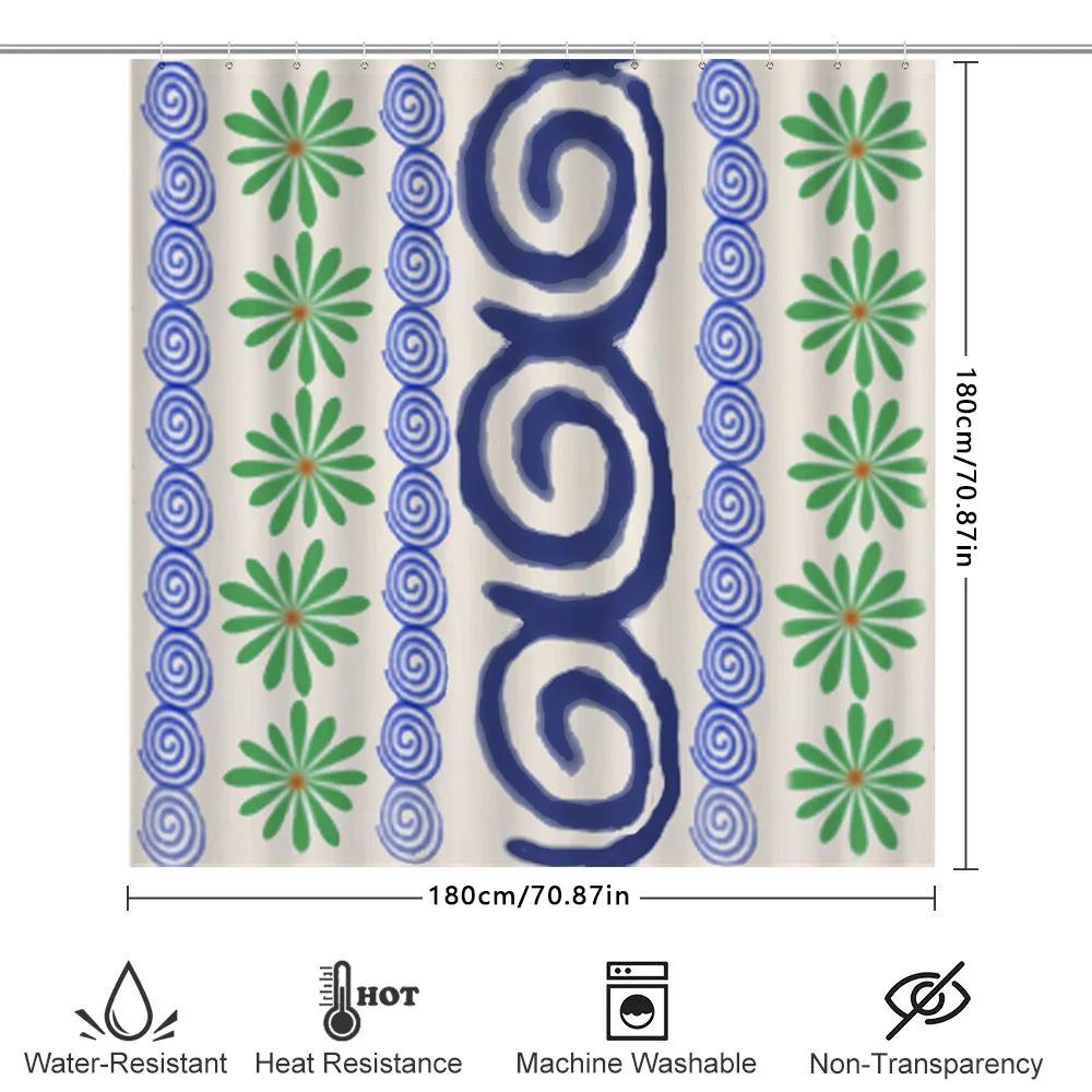 Unique Bath Curtain Blue Flowers Green Leaves Decorative Shower Curtain Waterproof Bathroom Decoration Item 52384176096 AliExpre