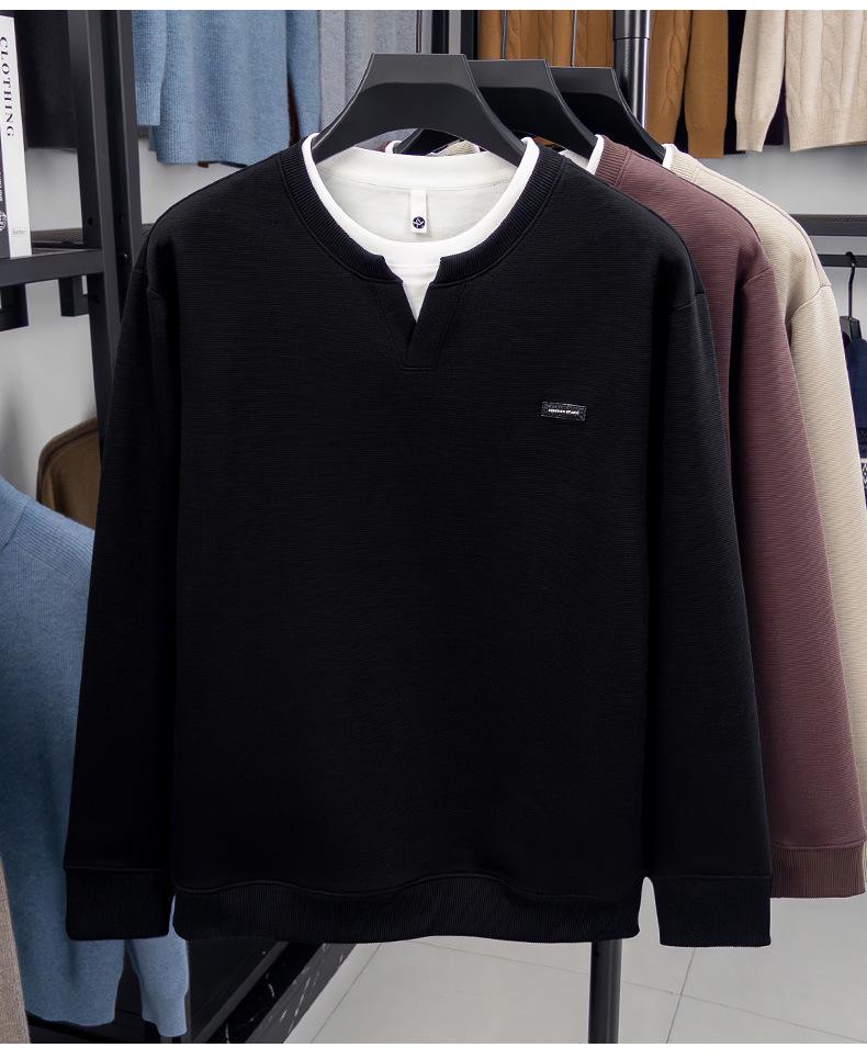 Schwerer Hoodie für Herren: Herbst/Winter, Rundhalsausschnitt, Fake-Zweiteiler-Design, Lockere Passform, Lässige Mode