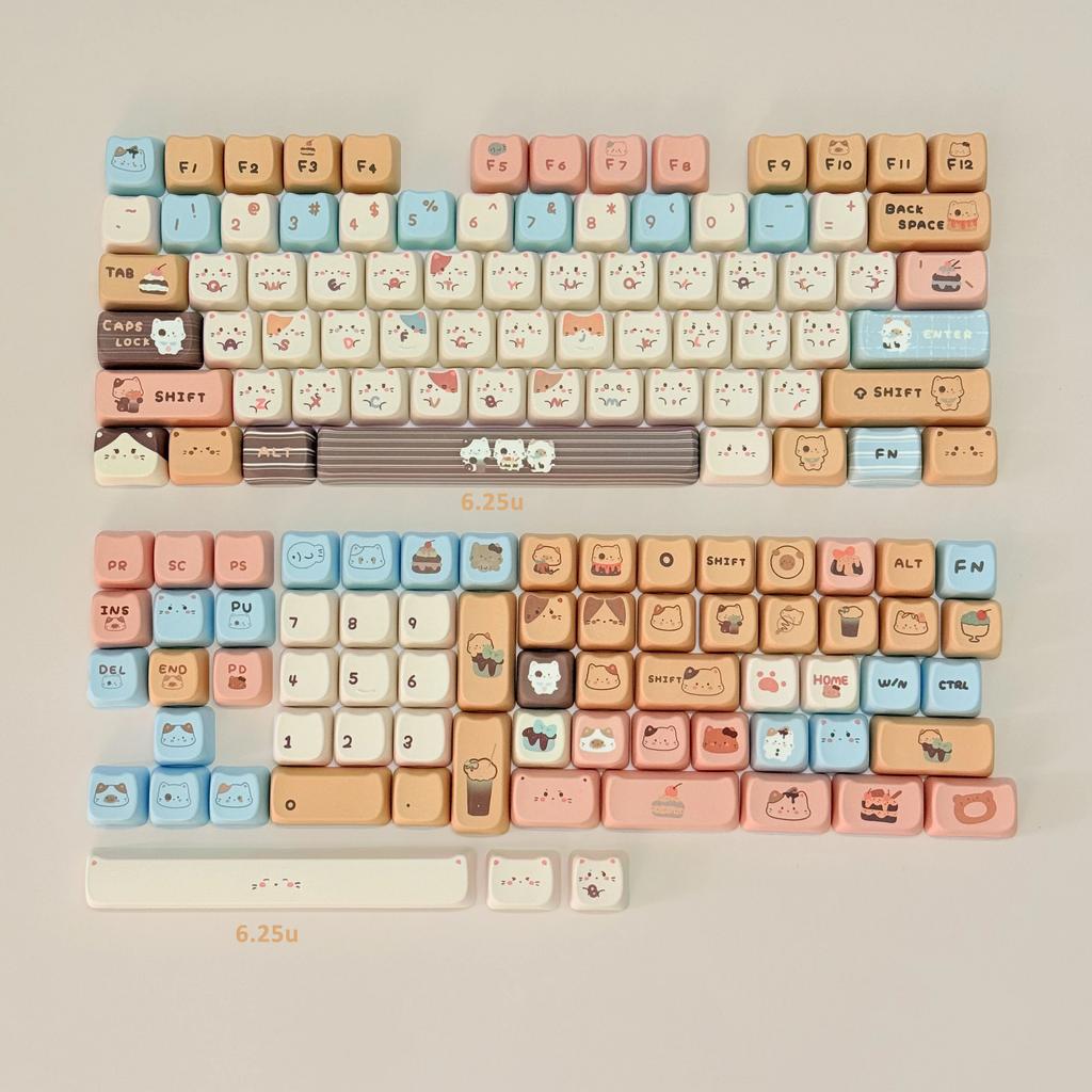 Cute KeyCaps MOA Pink Purple Yellow MAO Profile Cat Ear Shape Custom PBT Keycap for 60% 65% 75% TKL 96% Mechanical Keyboard