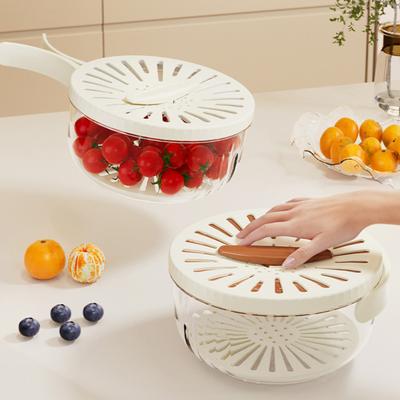 Panier d'égouttage Multifonctionnel Passoire à Fruits et Légumes avec Poignée Conteneur de Rangement Couvert pour Cuisine Réfrigérateur Pique-nique Camping Conservation de la Fraîcheur