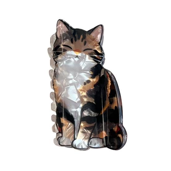 Hair Claw with High-Elastic Spring, Cat Mammoth Lizard Pattern Hair Clip with Ice-Cracked Pearlescent Texture, Firm Grip Shower Back Head Hair Claw