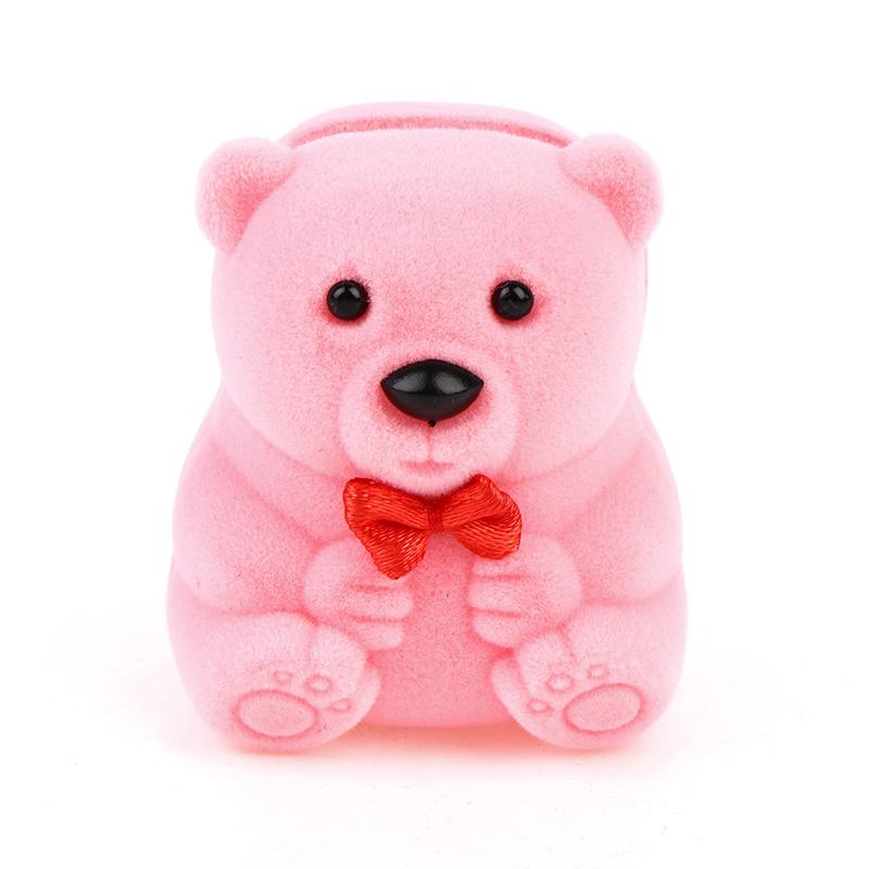 

Бархатная Подарочная Коробка Милый Медведь Шкатулка Для Ювелирных Изделий Коробка Для Обручальных Колец Ожерелье Кольца Чехол розовый