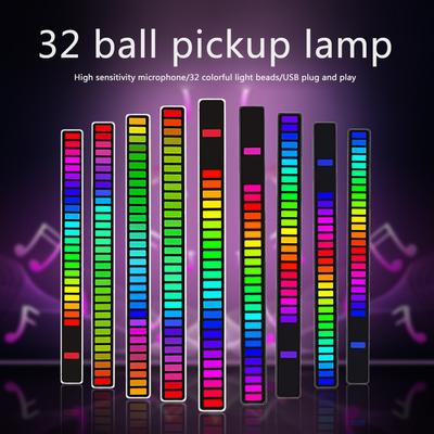 Luce a ritmo con controllo vocale per auto, casa, feste, spettro audio RGB a 32 bit, barra di prelievo, luci LED e indicatori di direzione per DJ, illuminazione interna
