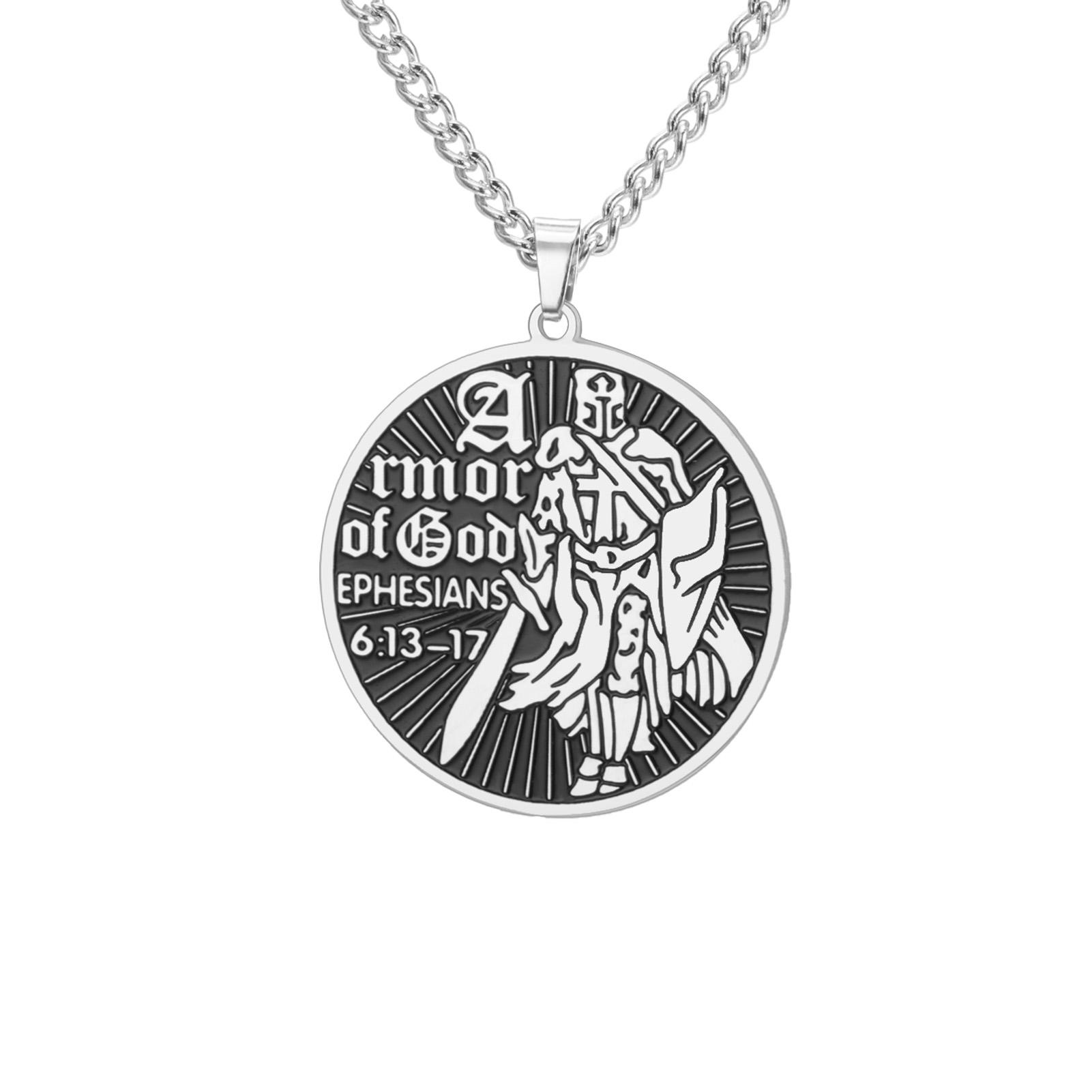 

LIKGREAT Armor of God Necklace for Men Women Stainless Steel Pendant Necklaces for Protection & Faith Christian Jewelry Gift
