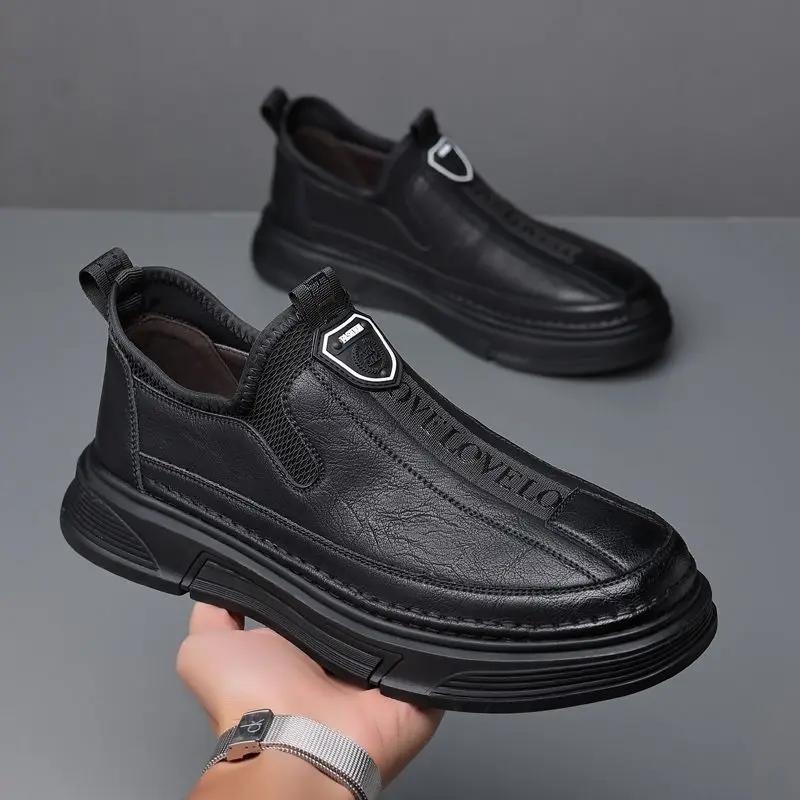 Slip-on Herrskor i Läder med Rund Tå Bekväma Högkvalitativa Mode Lågt Pris Retro Eleganta Herrskor Fritidsskor Sociala Nya In Pu