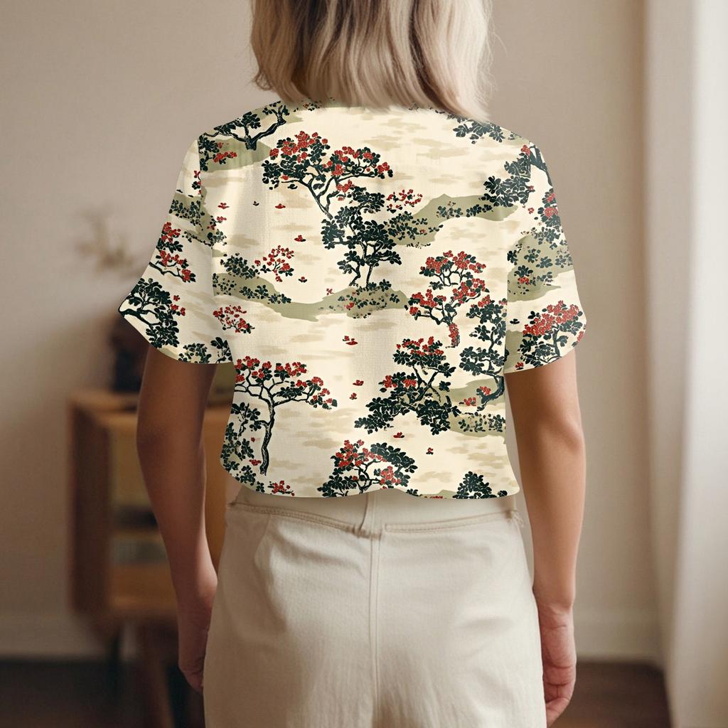 Damen Blusen & Hemden, Baumwolle, Leinen, kurzärmelig, lockere Boho-T-Shirts, Vintage-Blusen