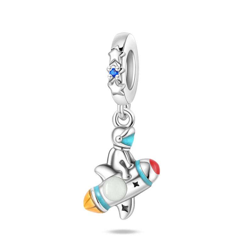 New In Copper-Plated Charms Luminous Spaceship Beads Fit Panora Bracelet&Bangle Diy For Women Birthday Fine Jewelry Gift