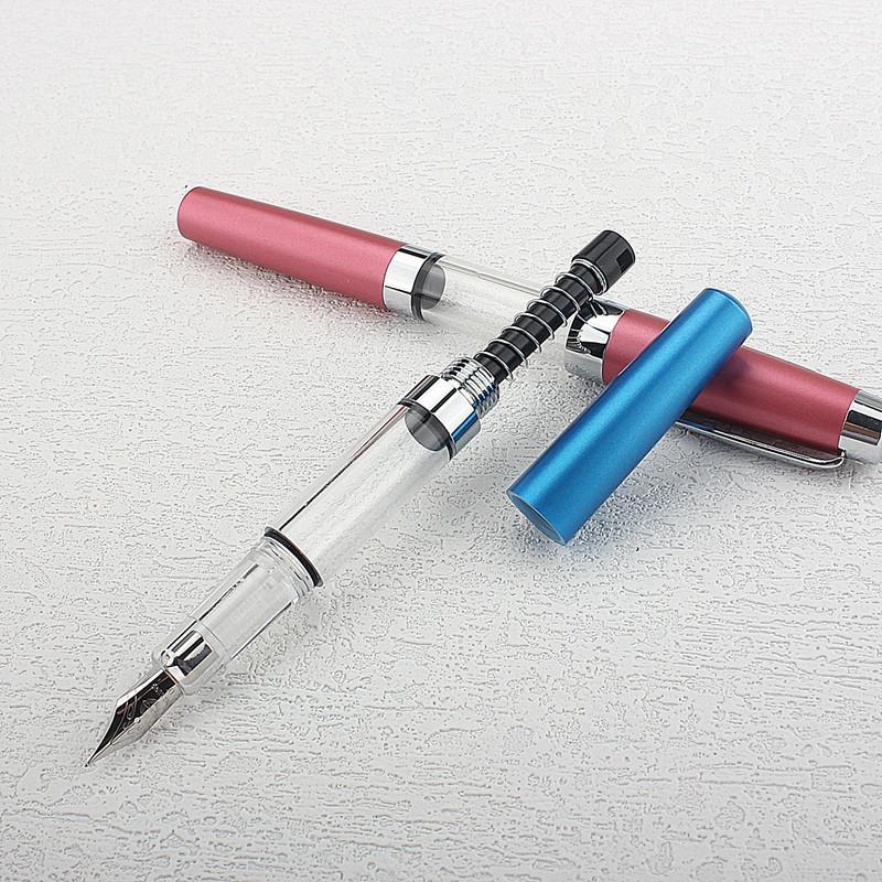 Large Capacity Transparent Fountain Pen with Push-Type Ink Converter for Students and Business Calligraphy