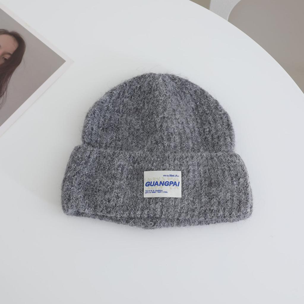 Letter labeled Knitted Hat for Women's Autumn and Winter New Collection Warm Thickened  Cold Hat That Looks Good on The Face  Small Ear Protection