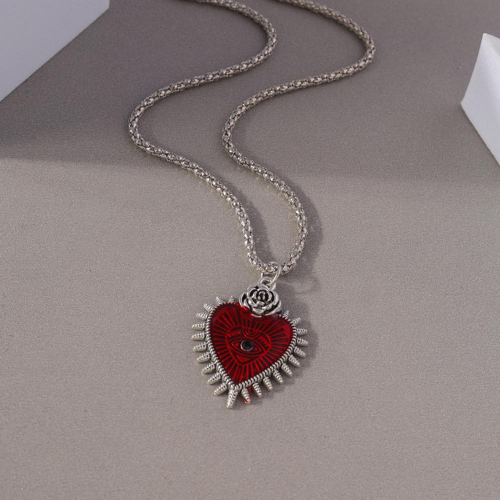 Gothic Skull Love Heart Necklace for Women Men Religious Crucifix Necklaces Punk Jewelry Gifts