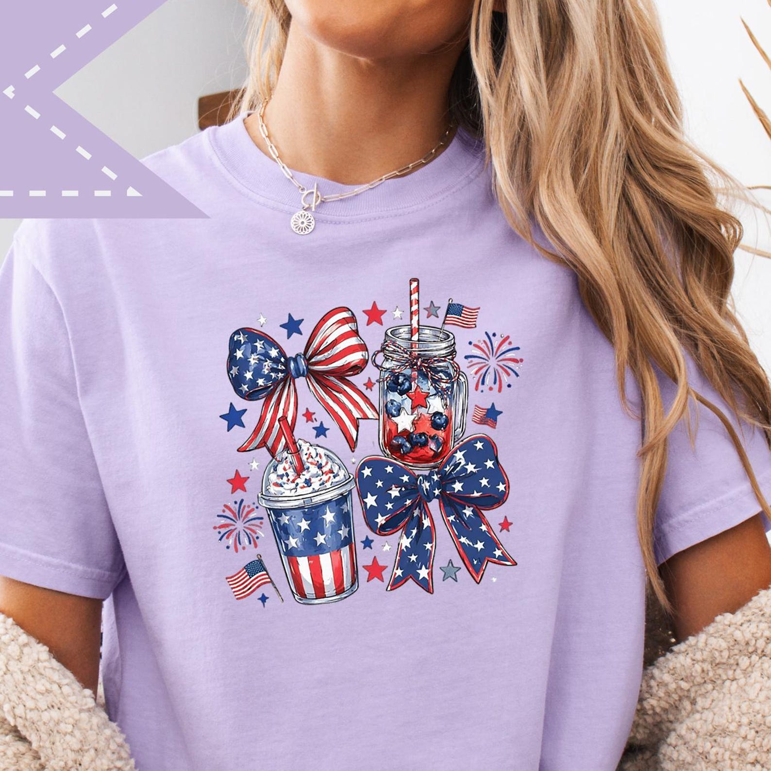 Patriotic 4th of July Drinks & Bows T-Shirt, American Freedom Graphic Tee, USA Anniversary Shirt, 250 Years Of Freedom Unisex Shirt S