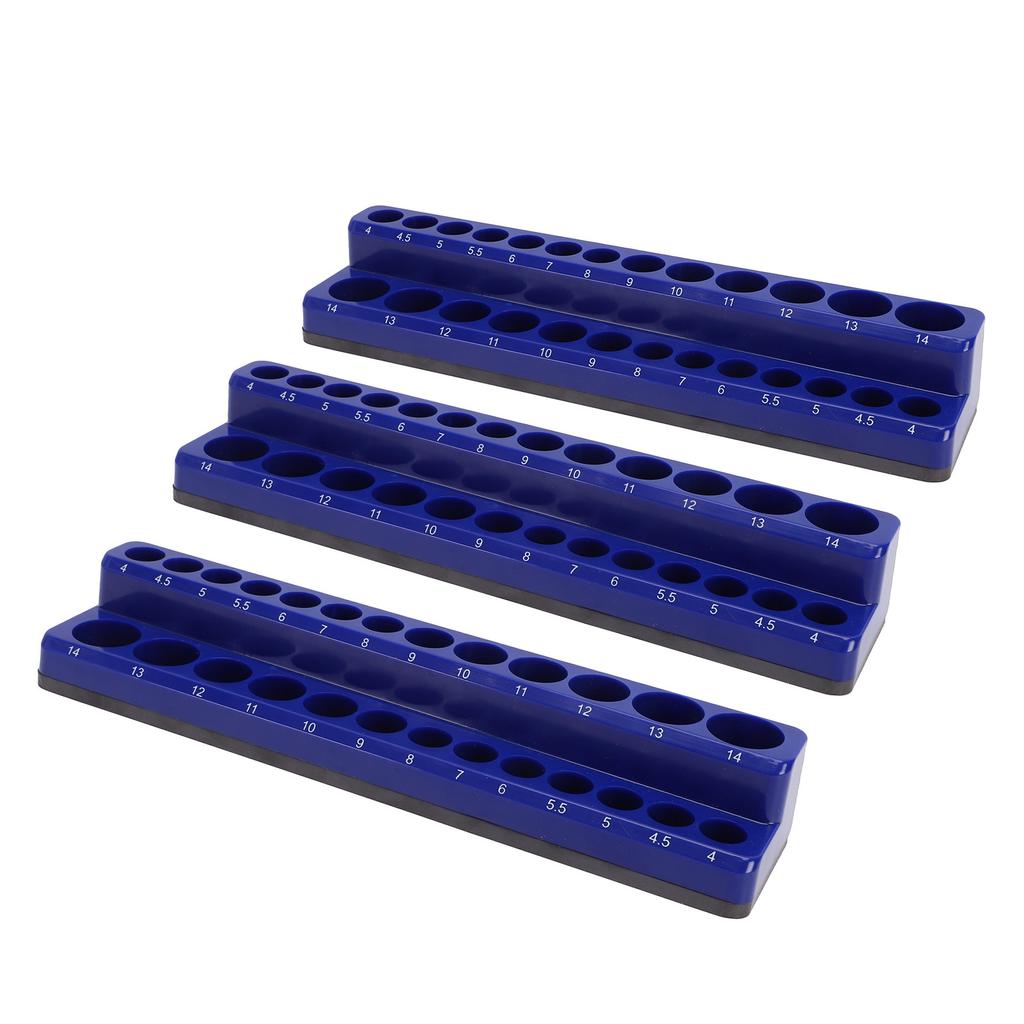 Metric Magnetic Socket Tray Blue Color Strong Magnetic Base Socket Organizer Holder for Work Area