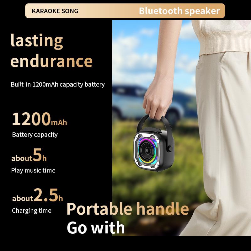 V11 Kabelloser Bluetooth Karaoke-Lautsprecher: Tragbarer, Outdoor-, Schreibtischtauglicher Subwoofer mit Mikrofon