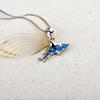 European & American Fashion Trendy Silver Plated Copper Shark Pendant Necklace Blue Opal Ocean-Inspired Sweater Chain for Women
