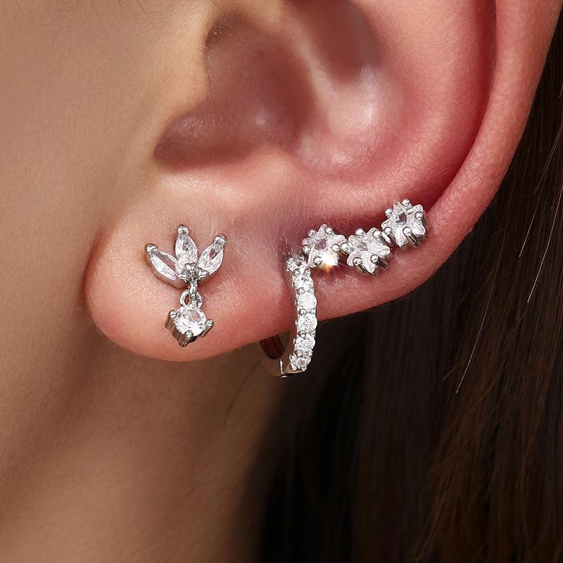 New Arrivals Leaderboard Women's Fashion Loop Single Ear Set Earrings European and American Style Fashionable Women's Copper Stud Earrings