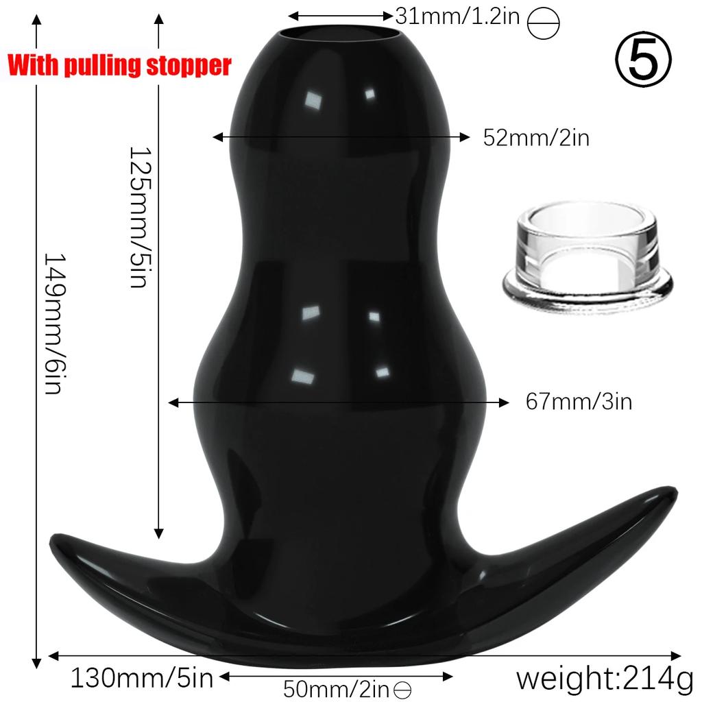 TPE Hollow Anal Plug with Cap - Transparent Tunnel Butt Plug for Gape Training & Prostate Play