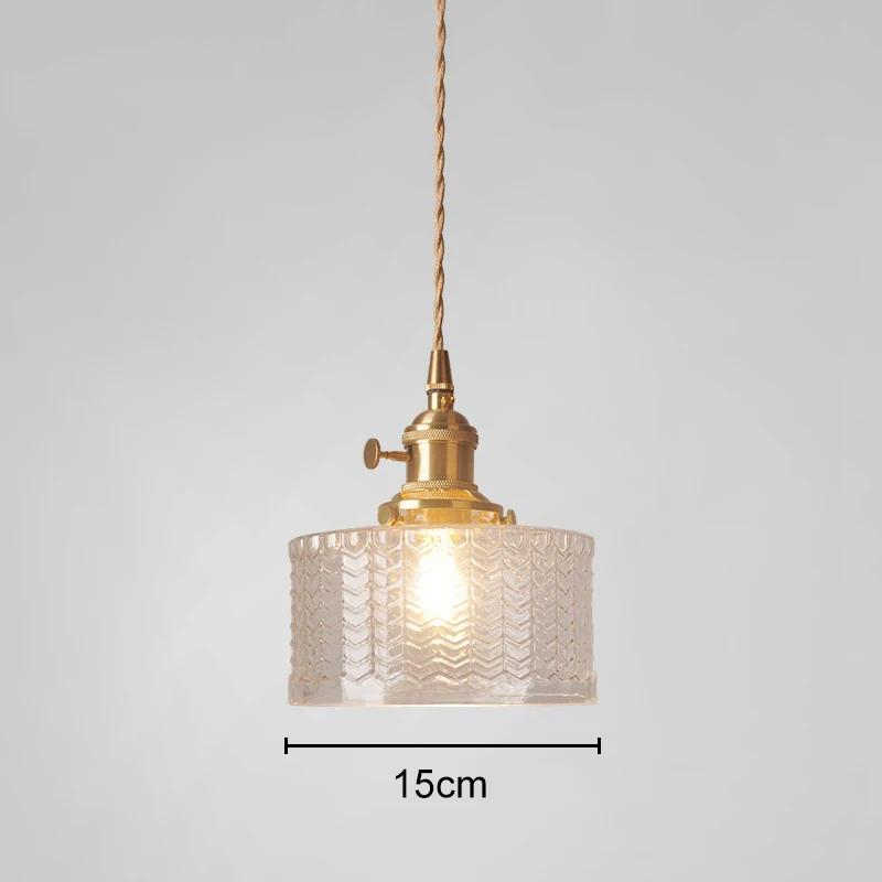 LED Vintage Glass Pendant Light Green Hanging Lamps Living Room Decor Luminaire Hall Bedroom Dining Room Indoor Fixture Lustre