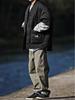 Unisex Retro Gourd Pattern Quilted Cotton Jacket - Short Sleeve Autumn/Winter Casual Outerwear