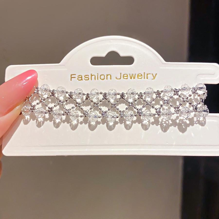 Glass Geometric Crossover Hand Chain With Electroplated Finish For Women Gift