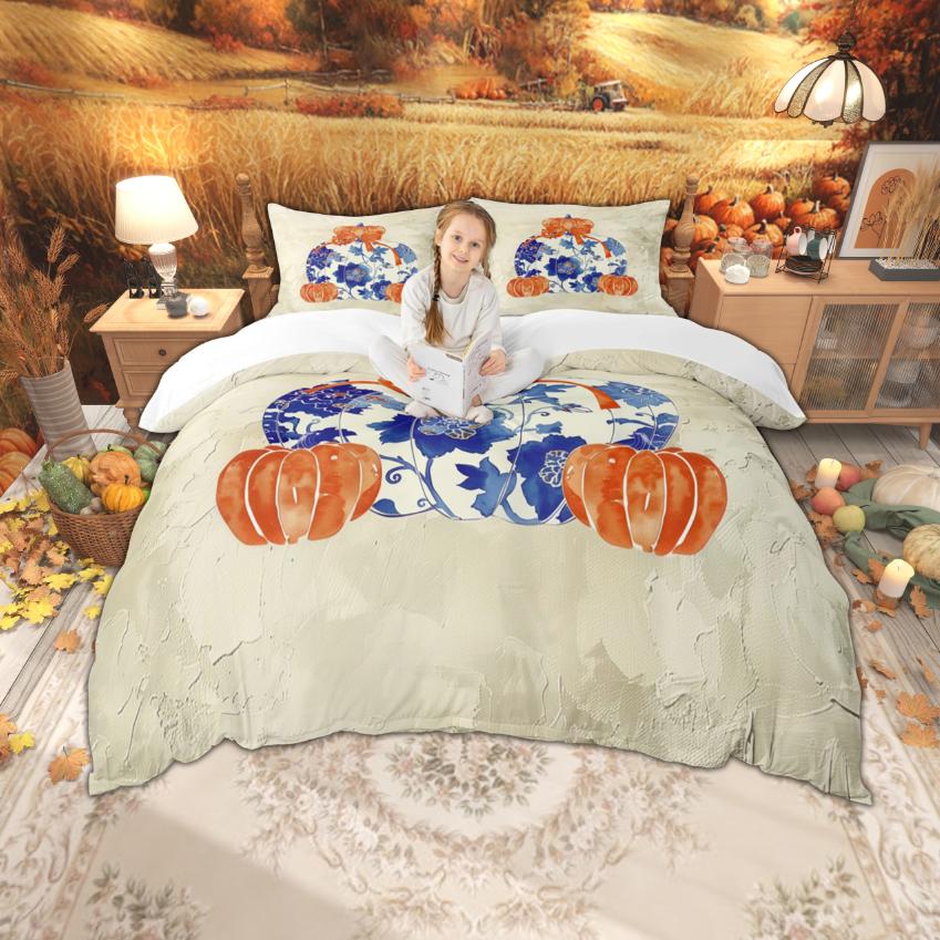 

Comforter Homewish Fall Pumpkin Thanksgiving Harvest Bedding Set Traditional Chinese China Set Comforter (quilt)-EU Single(135*200cm)3pcs