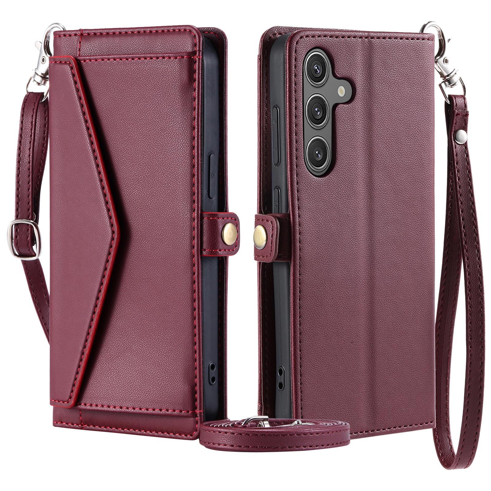 

For Samsung Galaxy S24 FE Leather Case Wallet Stand Phone Cover with Straps A