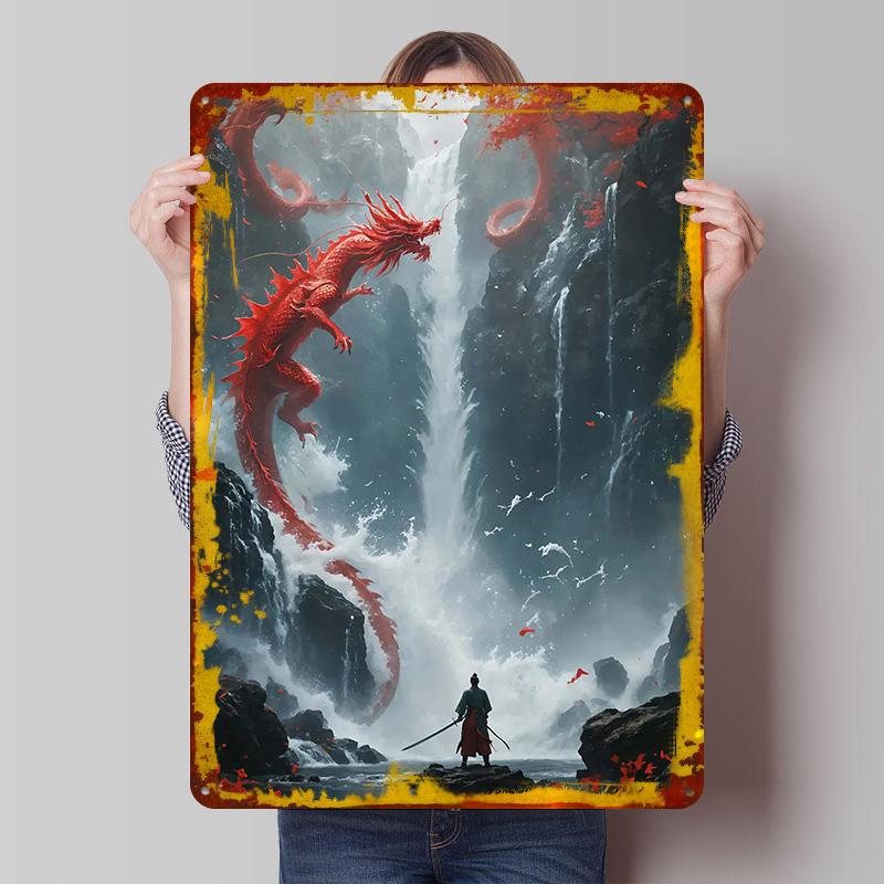 

Dragon Samurai Tinplate Poster Customized Wall Art Vintage Retro Metal Signs for Room Decoration At Home Decor Items Man Cave 7.9x11.8In(20x30cm)