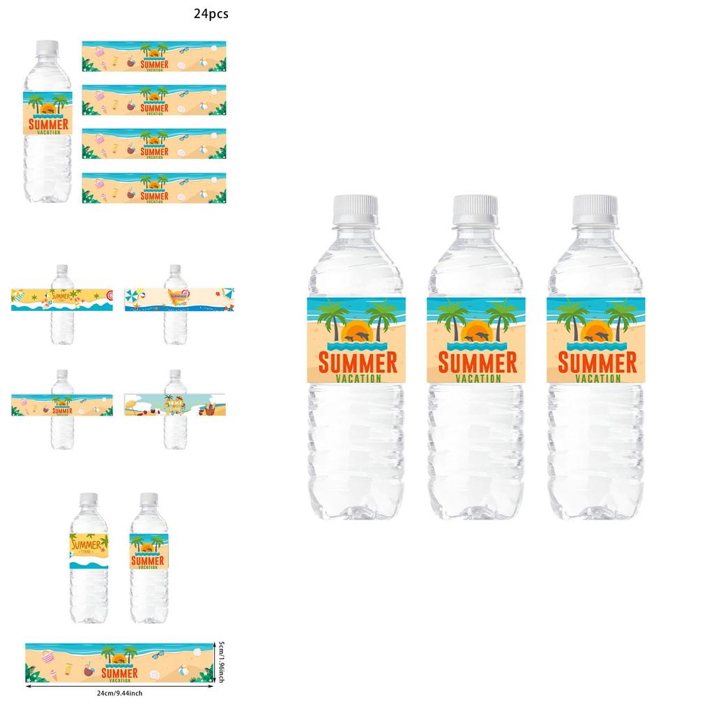 Beach Themed Water Bottle Decals For Summer Parties And Kids Celebrations