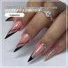 Bestselling 24-Piece French Black Edge Press-On Nails with Striped Glitter and Rhinestones