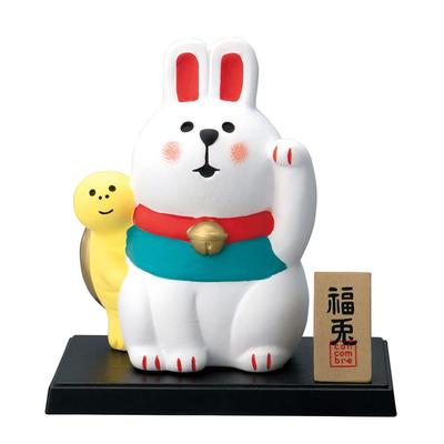 Decore Corporation Concombre Zodiac Decoration Lucky Turtle and Maneki Rabbit W9 D6 Size Approx. H9.6 ZSG-86954G