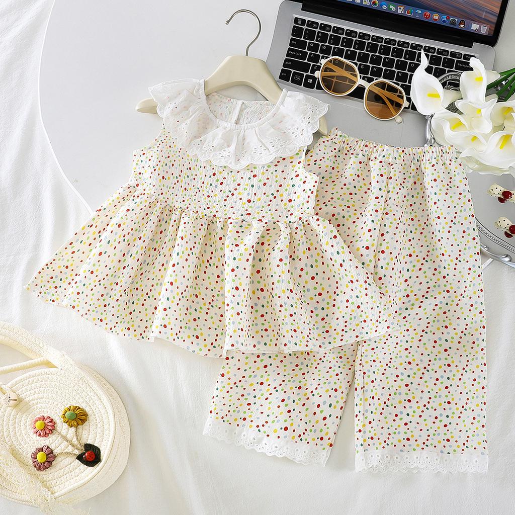 Cute Korean Style Little Girls Floral Cami And Shorts Two Piece Summer Outfit