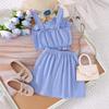 Girls' Sweet Set Summer Children's Fashion Solid-color Strappy Top + Short Skirt Set