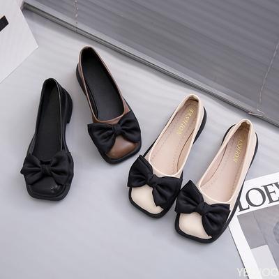 Summer Women Bow Shoes Casual Comfortable High Heels Shoes New Square Toe Sandals Fashionable Versatile Shoes Walking