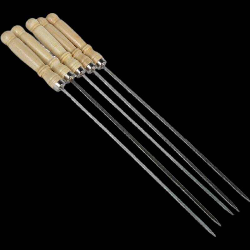 OEING Stainless Steel BBQ Skewers with Wooden Handle 40cm