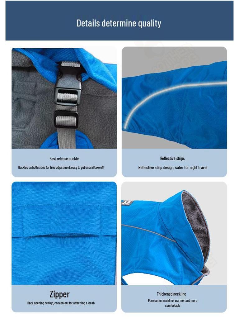 Clearance Windproof & Waterproof Large Dog Sporty Jacket - Warm, Cold-Proof Pet Clothing