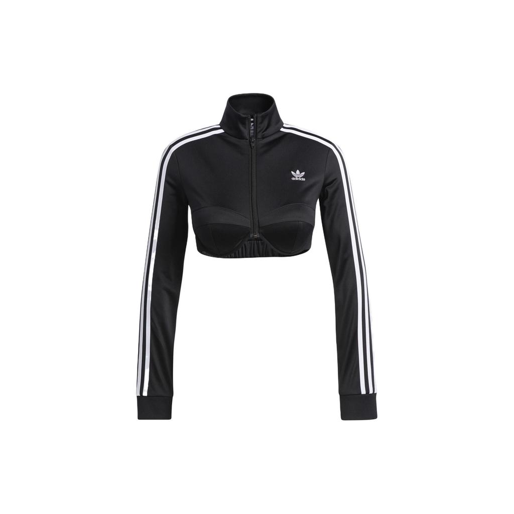 adidas Originals X Jeremy Scott Monogram Crop Track Top Women Black White HL6478