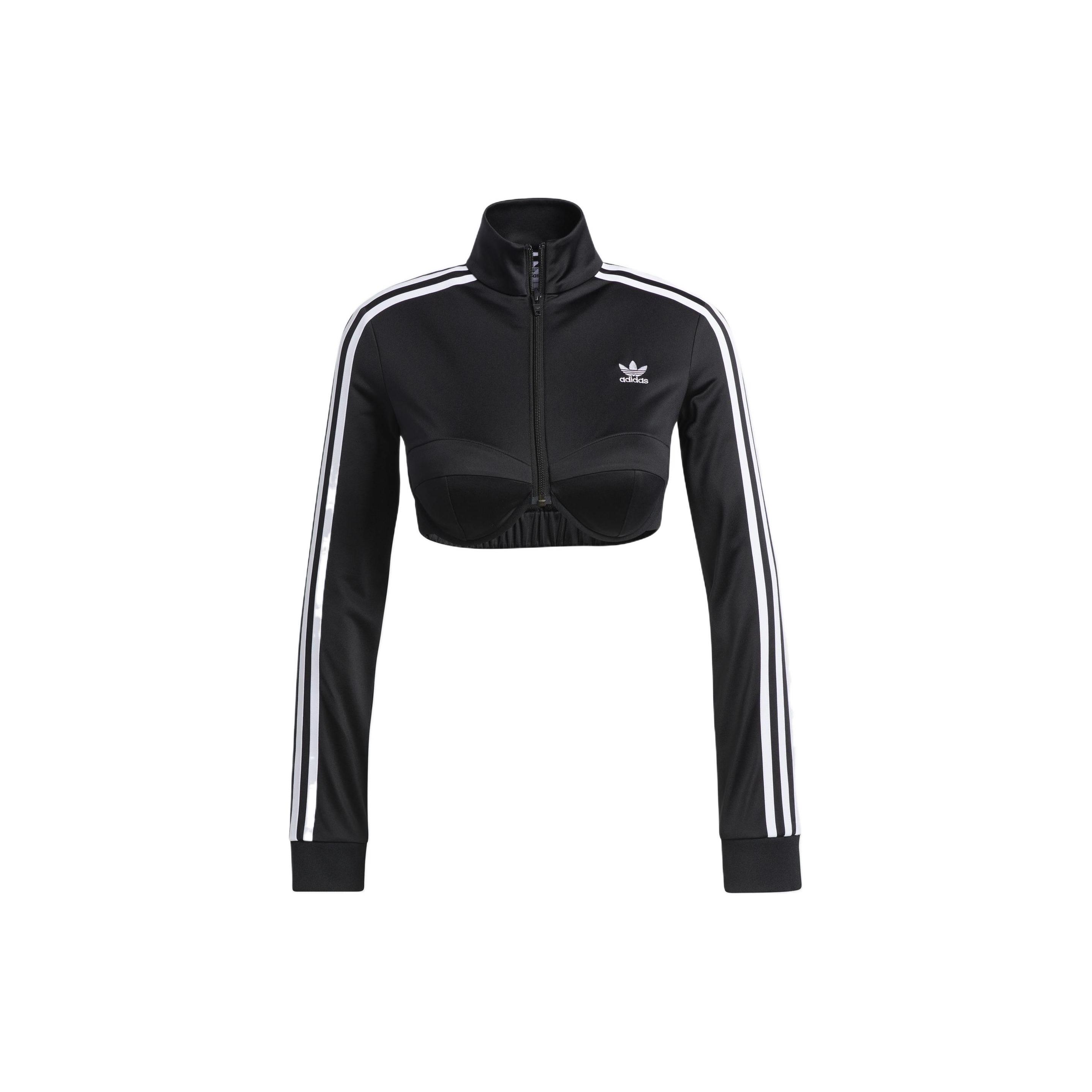 Adidas Originals x Jeremy Scott Monogram Crop Track Top Women Black White HL6478 XXS