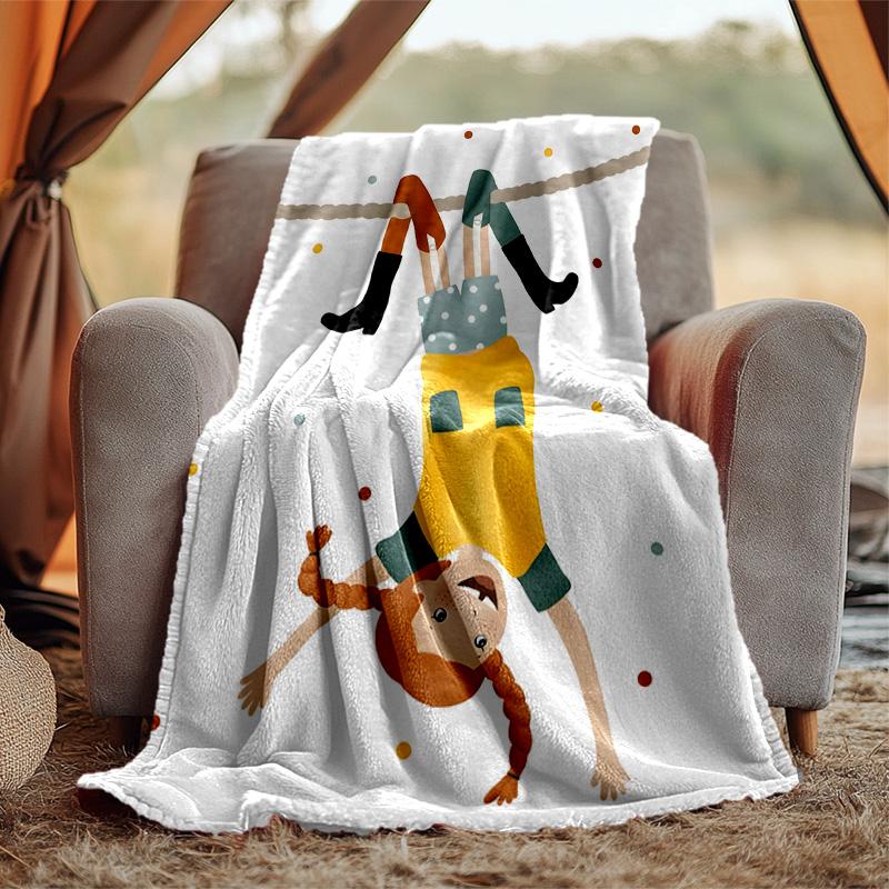 Pippi Coperta di Flanella Morbida Calda Coperta per Tutte le Stagioni, Design per Campeggio, Viaggio in Auto, Escursionismo Divano, Letto, Ufficio Regalo Perfetto per Feste