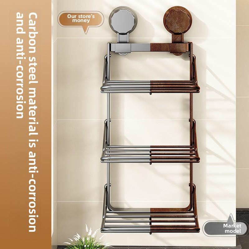 Novo escorredor de preparação com ventosa para cozinha, doméstico, multicamadas, sem furos, artefato para pratos laterais, pendurado na parede, rack de armazenamento, atacado