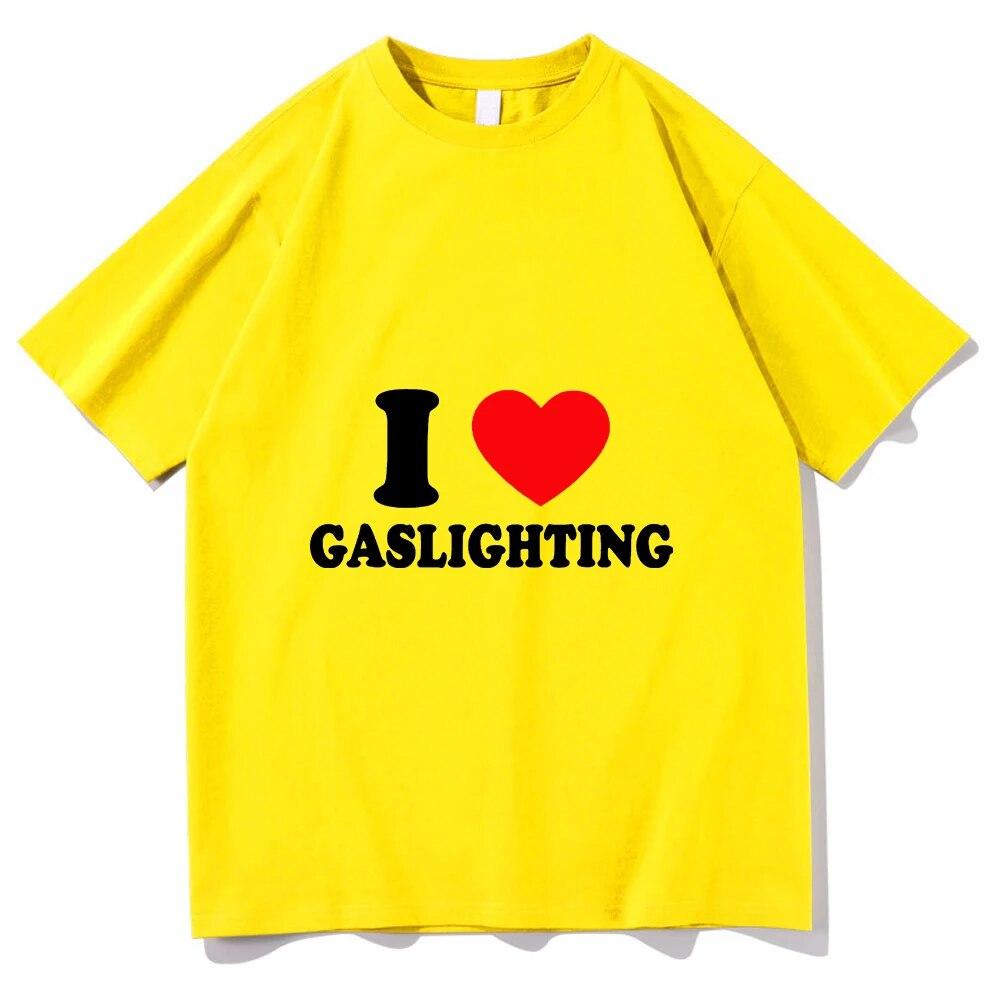 Tričko Gaslighting Unisex Harajuku Grafika I Love Gaslighting Trička s dopisním potiskem Unisex Legrační Estetický Ležérní Písková Bavlněná Trička