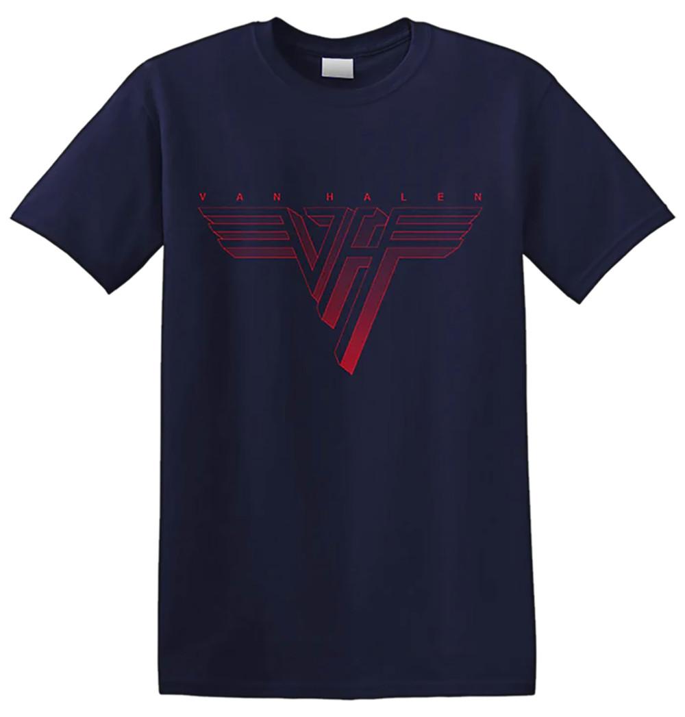 VAN HALEN -  Classic Red Logo  Rock Band Navy T-shirt Size S-5XL S