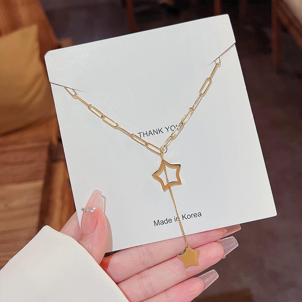 Korean 18K Gold Titanium Steel Women's Clavicle Necklace - Versatile, High-End, Non-Fading Temperament Choker.
