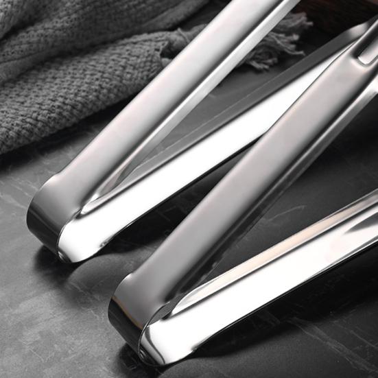 Stainless Steel Food Tongs Non-Slip Grip Bread Serving Tongs Heat-Resistant Rust-Proof Mirror Polished Kitchen Utensils for BBQ Buffet