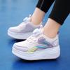 Boys /Youth Roller Skates Shoes Removable Flat Shoes Tow Wheels Girls Roller Skates Sneakers for Kids