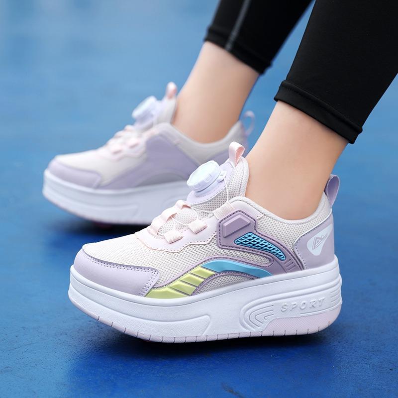 Boys /Youth Roller Skates Shoes Removable Flat Shoes Tow Wheels Girls Roller Skates Sneakers for Kids