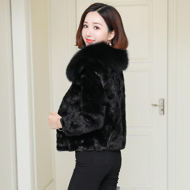 Donghaining Imitation Mink Fur Coat Women'S Short Imitation Fox Fur Collar Imitation Fur Slim Jacket