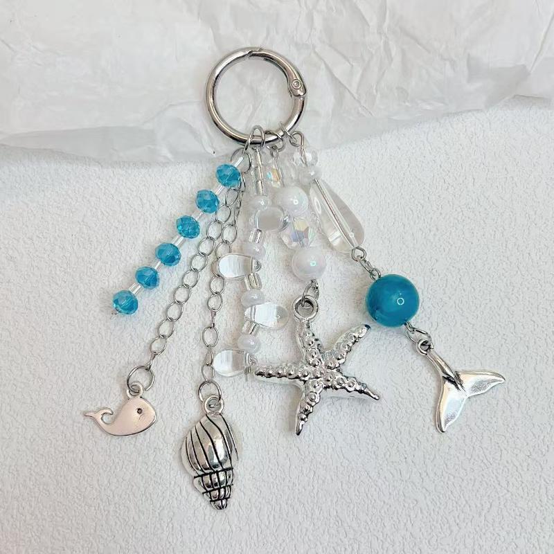 Y2K Shell Conch Fish Beads Keychain Fashion Handbag Pendant Beads Key Ring Jewelry Accessories Girls Gifts