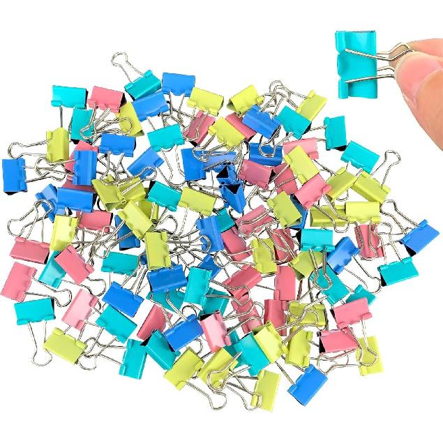 120 Pcs Colored Binder Clips, 3/4inch(19mm), Small Size for Office Supplies, 4 Vibrant Colors