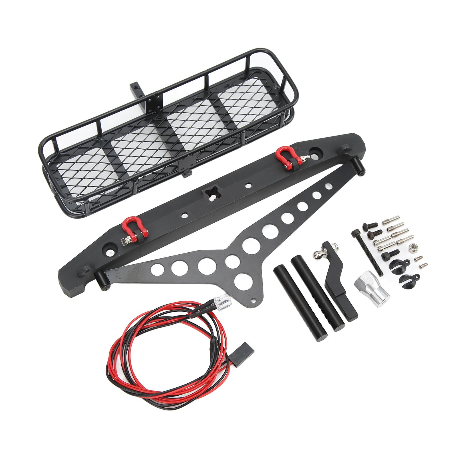 

RC Aluminum Alloy Rear Bumper with Trailer LED Kit for TRX4 SCX10 90046 SCX10III 1/10 Car